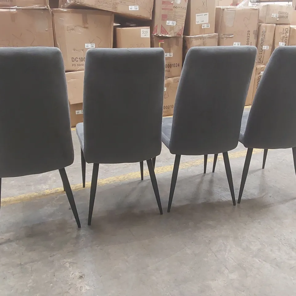 SET OF 4x DESIGNER VELVET UPHOLSTERED DINING CHAIRS