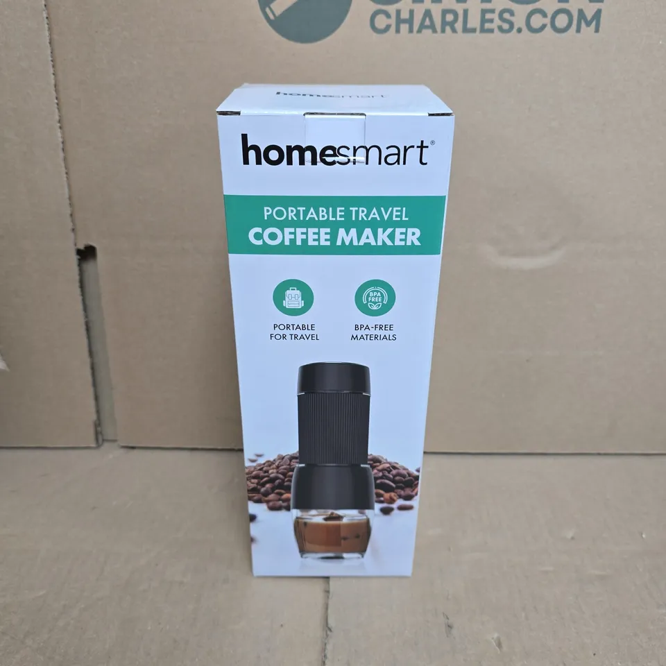 HOMESMART PORTABLE TRAVEL COFFEE MAKER – BLACK WITH GLASS CARAFE