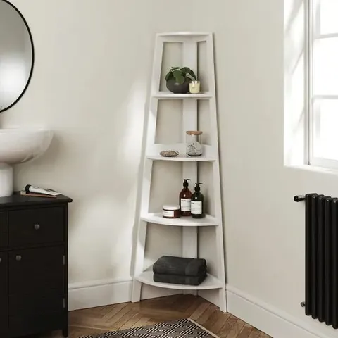BOXED NAUTICAL CORNER LADDER SHELVING UNIT - WHITE (1 BOX)