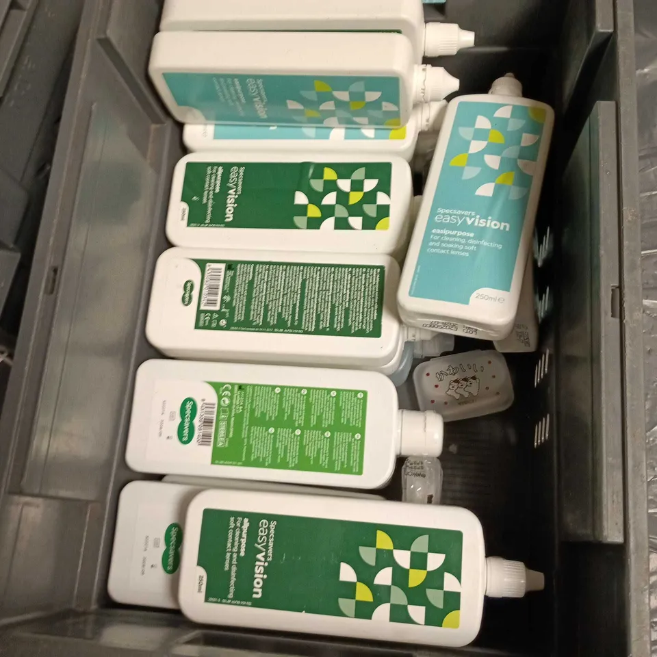 BOX OF APPROXIMATELY 20 ASSORTED CONTACT LENS CLEANERS
