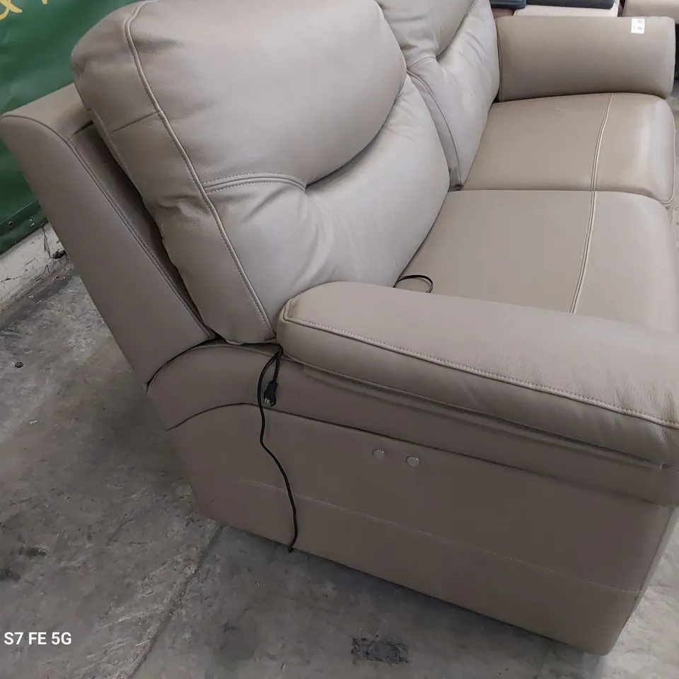 QUALITY BRITISH DESIGNER G PLAN WASHINGTON POWER RECLINING THREE SEATER SOFA CAPRI MUSHROOM LEATHER 