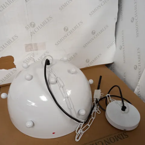 DESIGNER WHITE DROP DOWN CEILING LIGHT SHADE AND FITTING