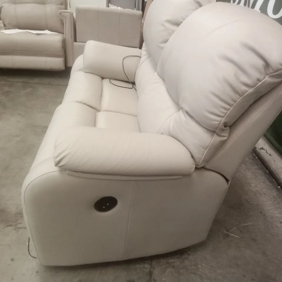 DESIGNER G PLAN MADE MISTRAL C 3 SEATER ELECTRIC RECLINER DBL SOFA - OXFORD PUTTY LEATHER 