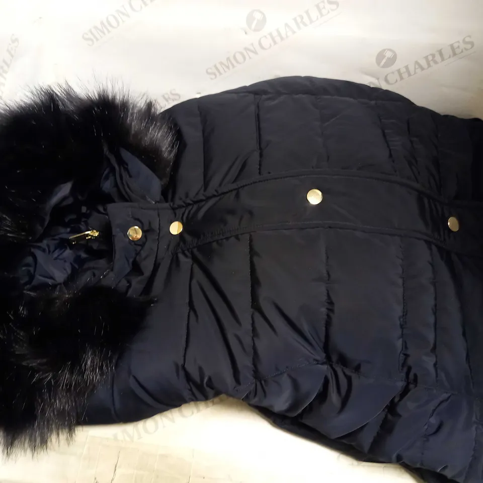 CENTIGRADE FAUX DOWN COAT WITH FOOLER & ZIP OFF FAUX FUR ON ATTACHED HOOD NAVY 2XL