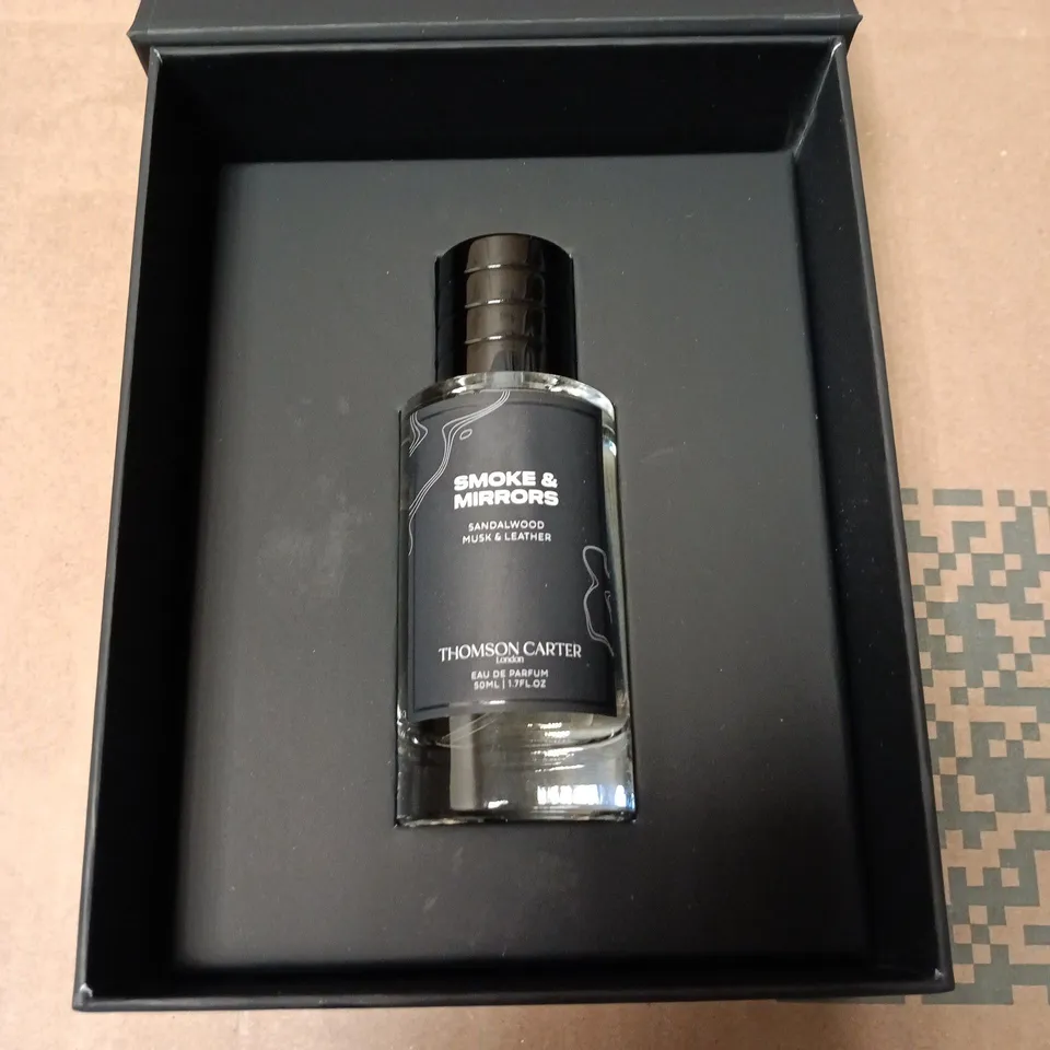 BOXED THOMSON CARTER SMOKE & MIRROR SANDALWOOD, MUSK AND LEATHER 50ML EAU DE PARFUM