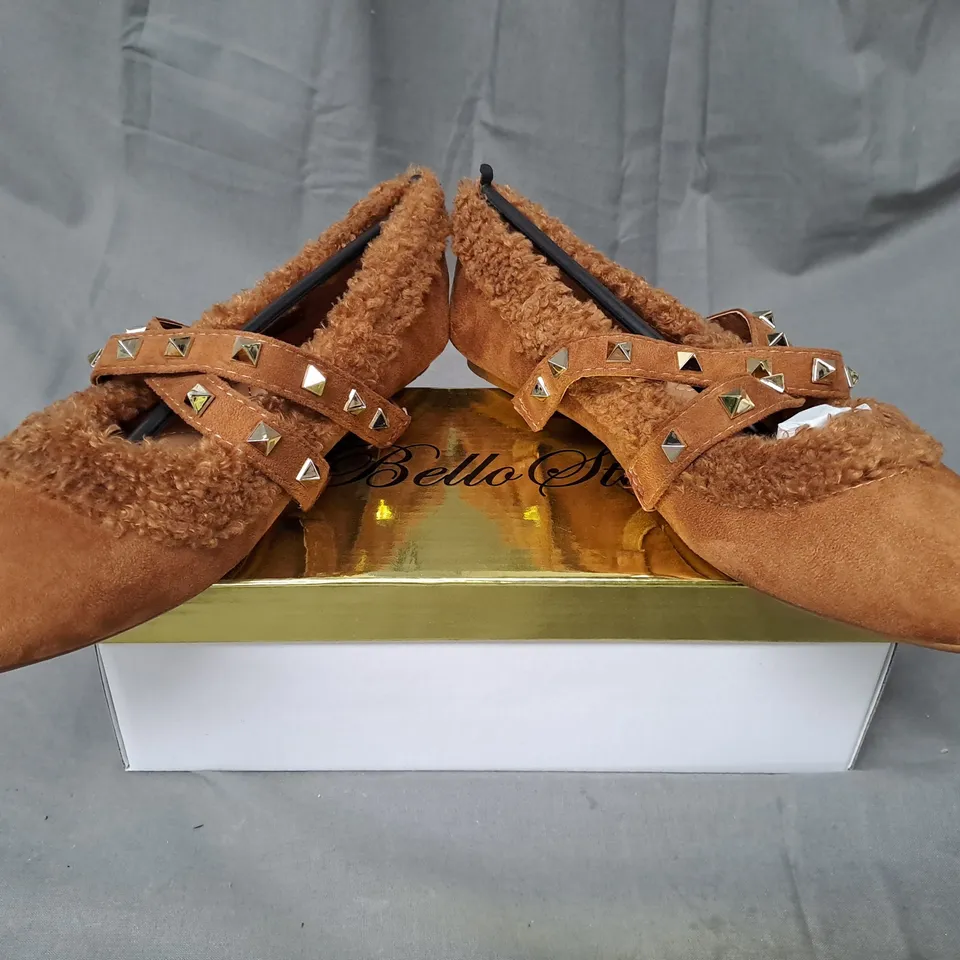 BOX OF APPROXIMATELY 10 PAIRS OF BELLA STAR SHOES IN BROWN IN VARIOUS SIZES