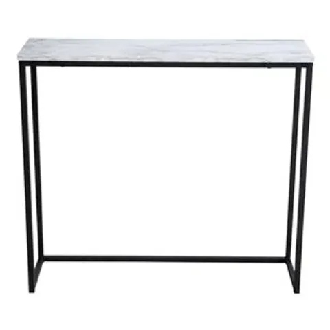 BOXED ALYCEN 91.5CM CONSOLE TABLE WHITE FAUX MARBLE DARK GREY