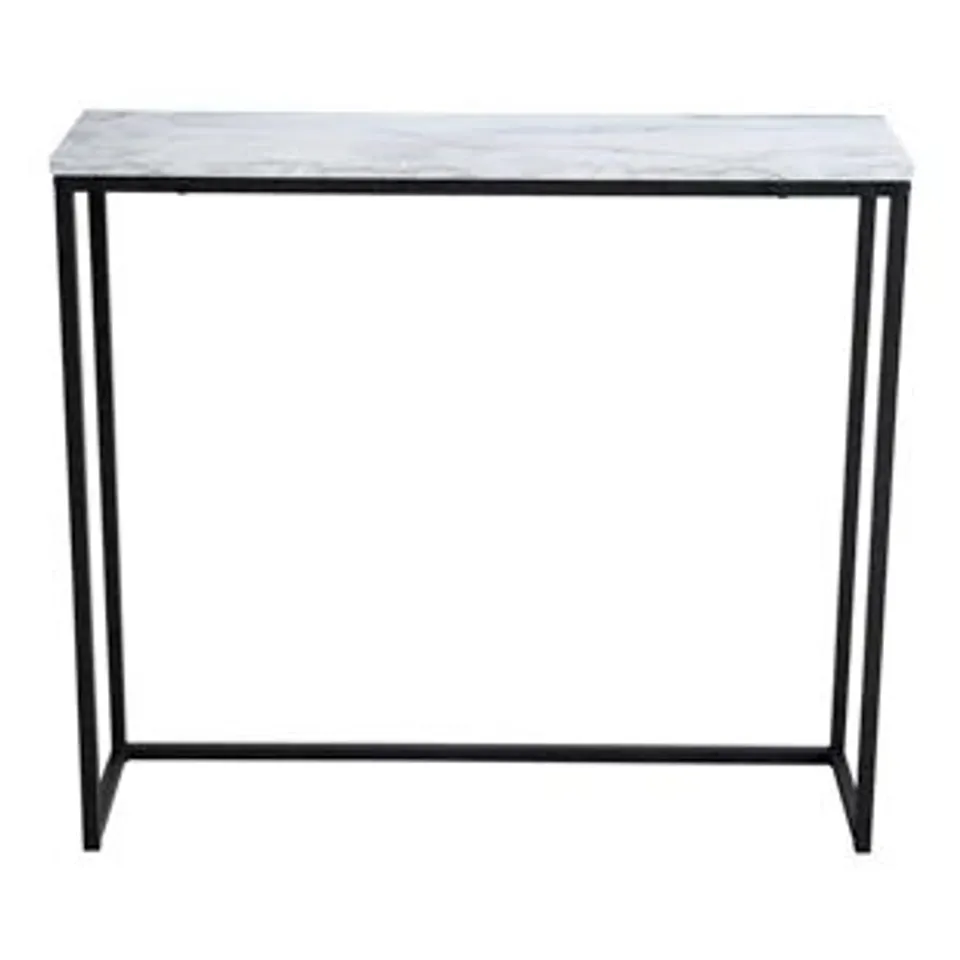 BOXED ALYCEN 91.5CM CONSOLE TABLE WHITE FAUX MARBLE DARK GREY