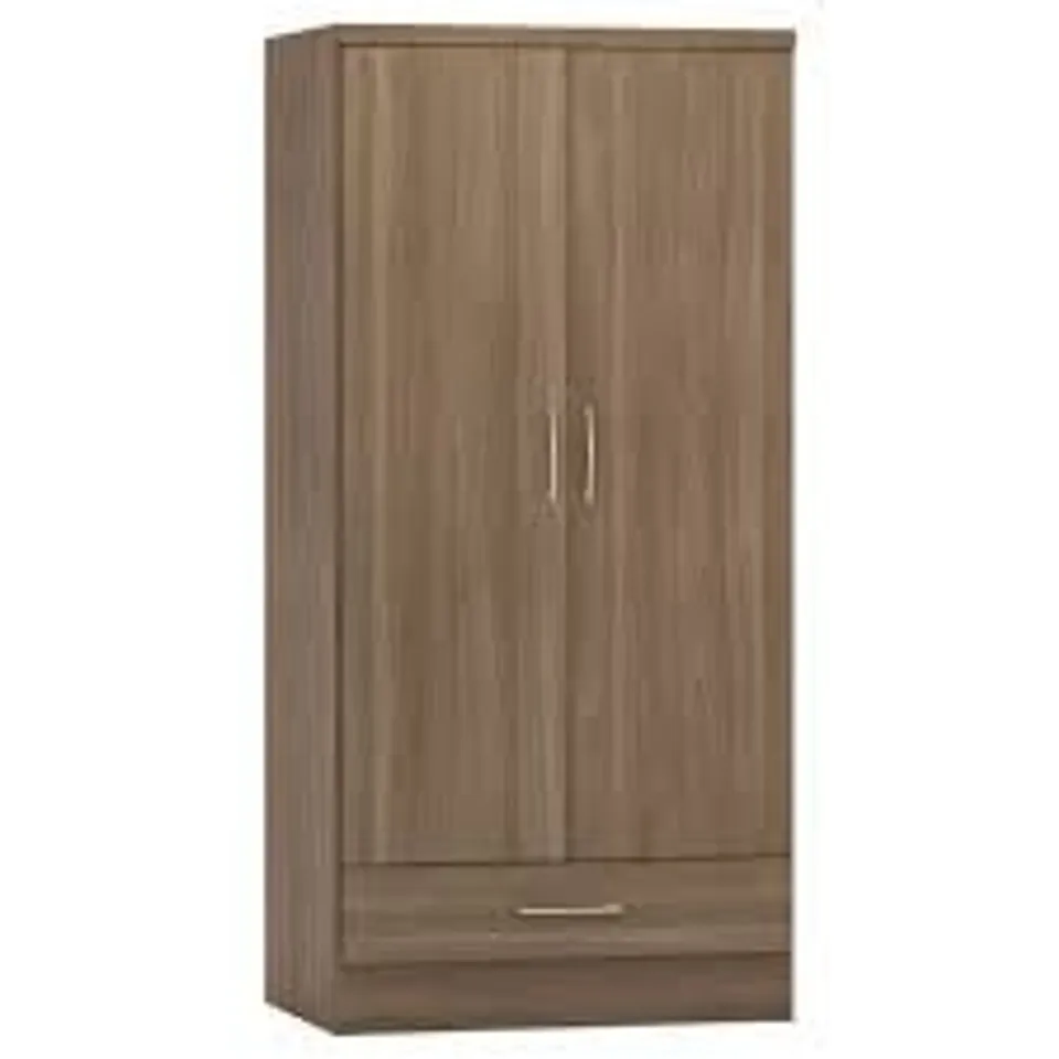 BOXED NEVADA WARDROBE IN RUSTIC OAK 2/2 BOXES - INCOMPLETE AS NO BOX 1