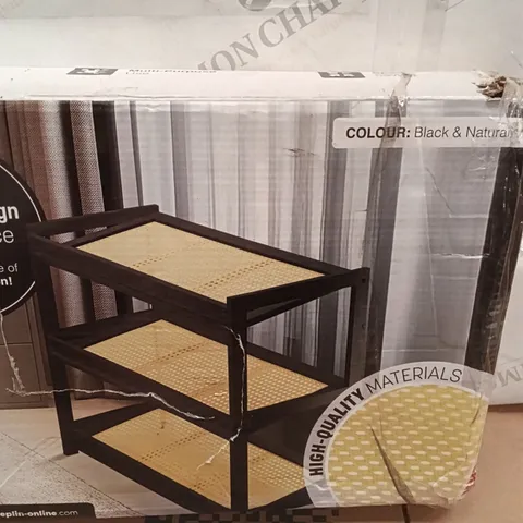 BOXED BAMBOO SHOE RACK BLACK AND NATURAL