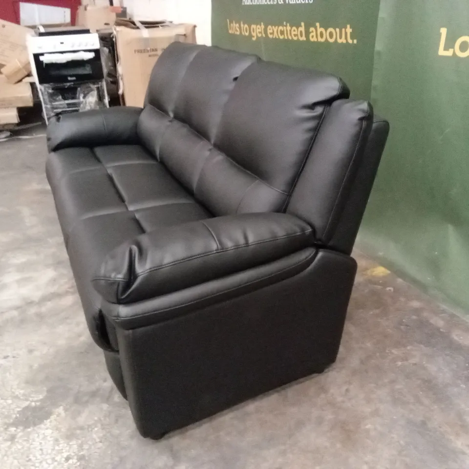 ALBION LUXURY FAUX LEATHER HIGH BACK 3 SEATER SOFA - BLACK RRP £569