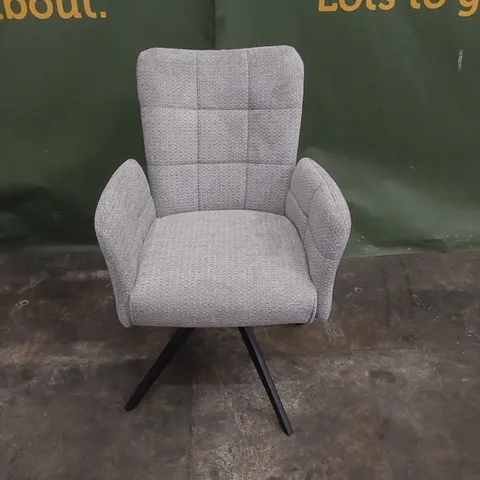 DESIGNER GREY LINEN UPHOLSTERED SWIVEL CHAIR