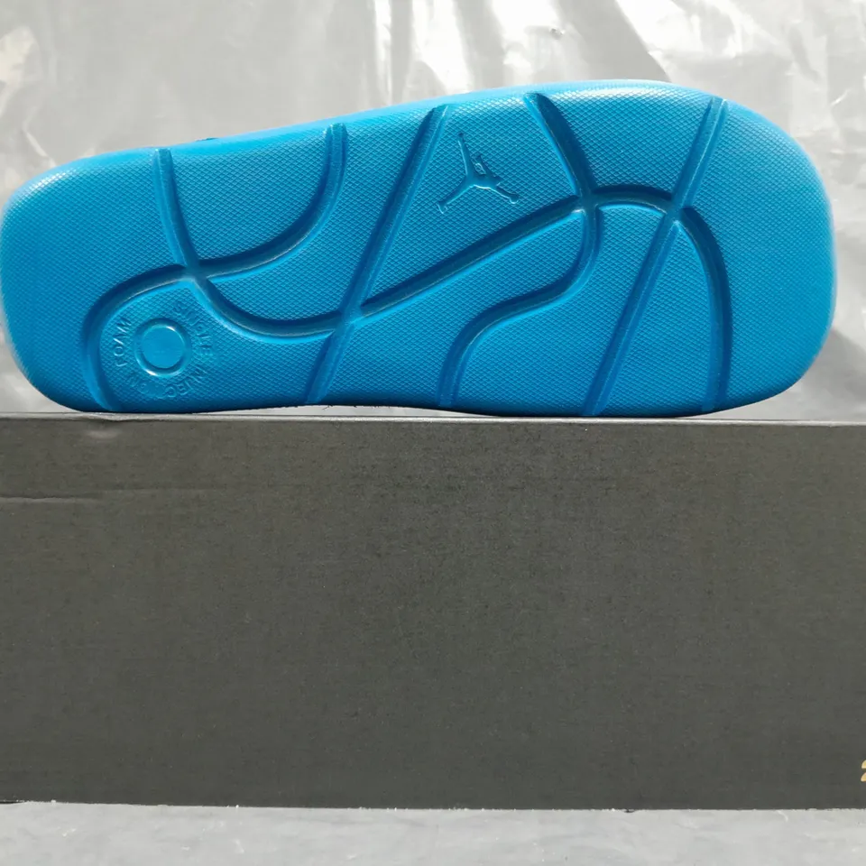 BOXED PAIR OF NIKE JORDAN POST SLIDERS IN INDUSTRIAL BLUE SIZE UK 12