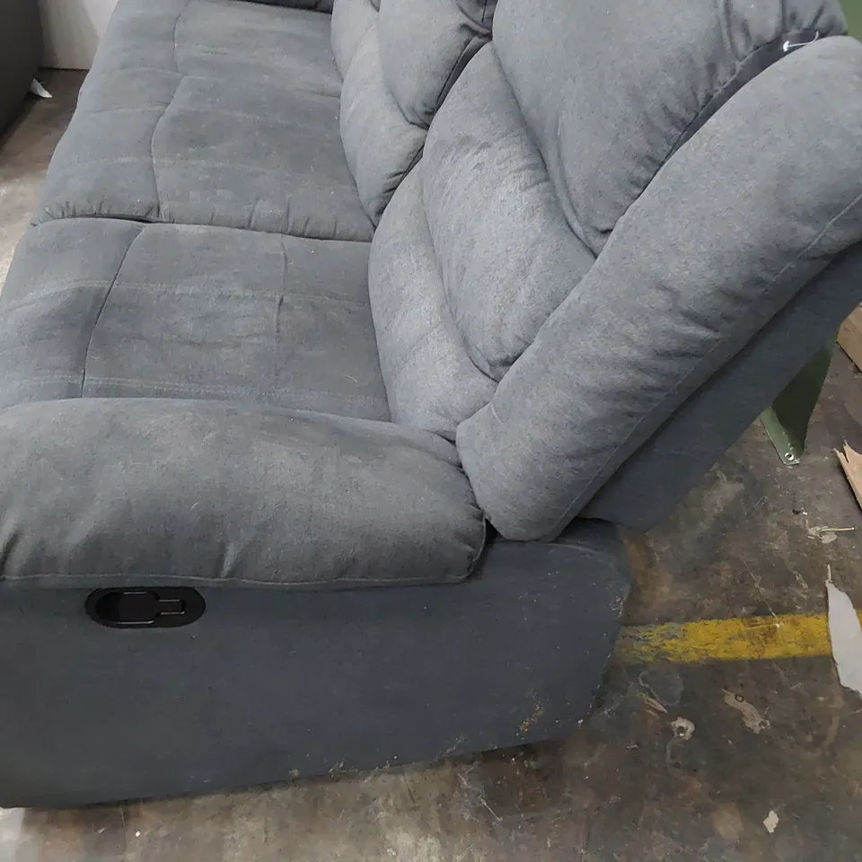 DESIGNER MANUAL RECLINING THREE SEATER SOFA GREY FABRIC