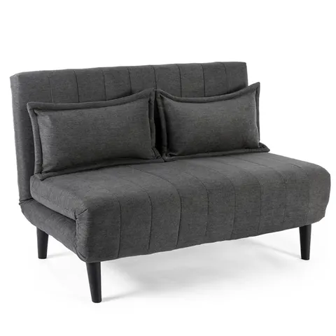 BOXED 2-SEATER HARPER FABRIC UPHOLSTERED FOLDING SOFA BED - CHARCOAL (1 BOX)
