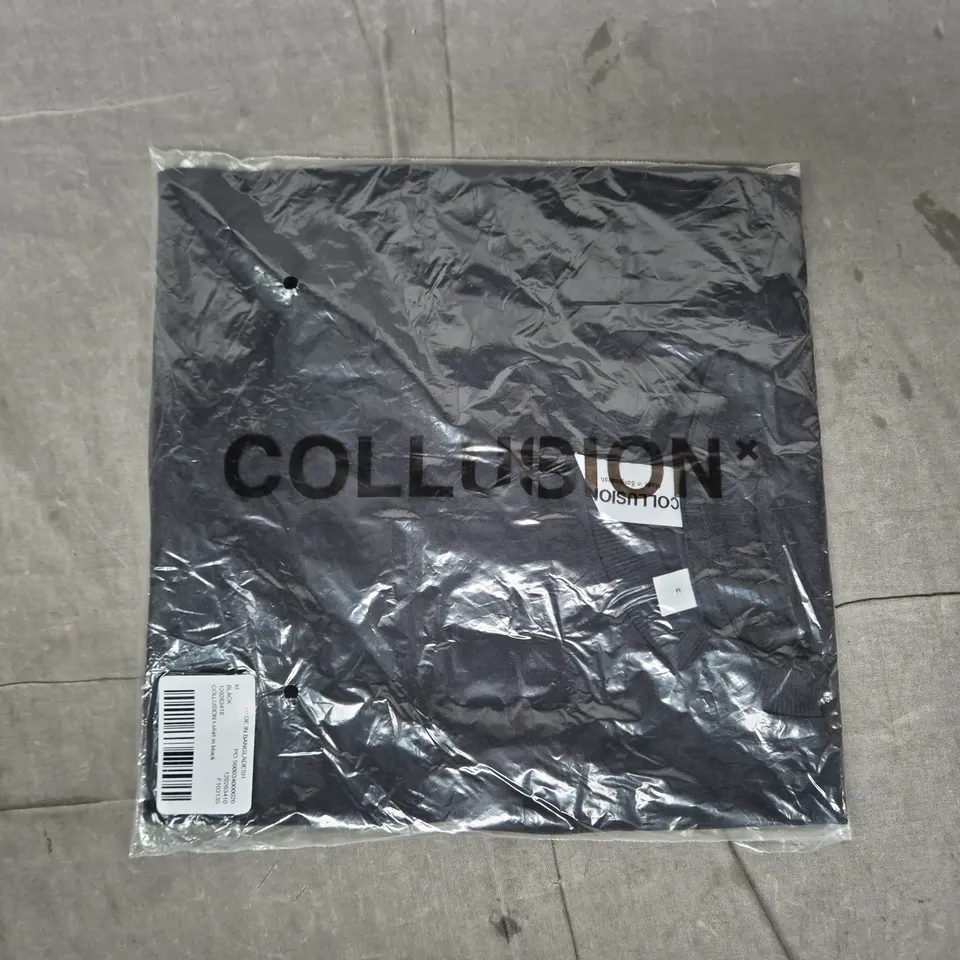 COLLUSION T-SHIRT IN BLACK SIZE MEDIUM