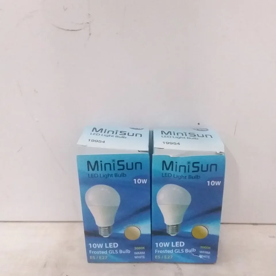 BOXED MINISUN LED FROSTED GLS E27 10W LIGHT BULB X 2