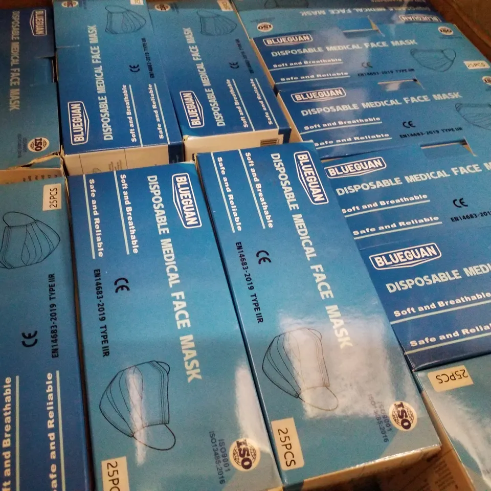 BOX CONTAINING 20 PACKS OF 25PCS DISPOSABLE MEDICAL FACE MASKS
