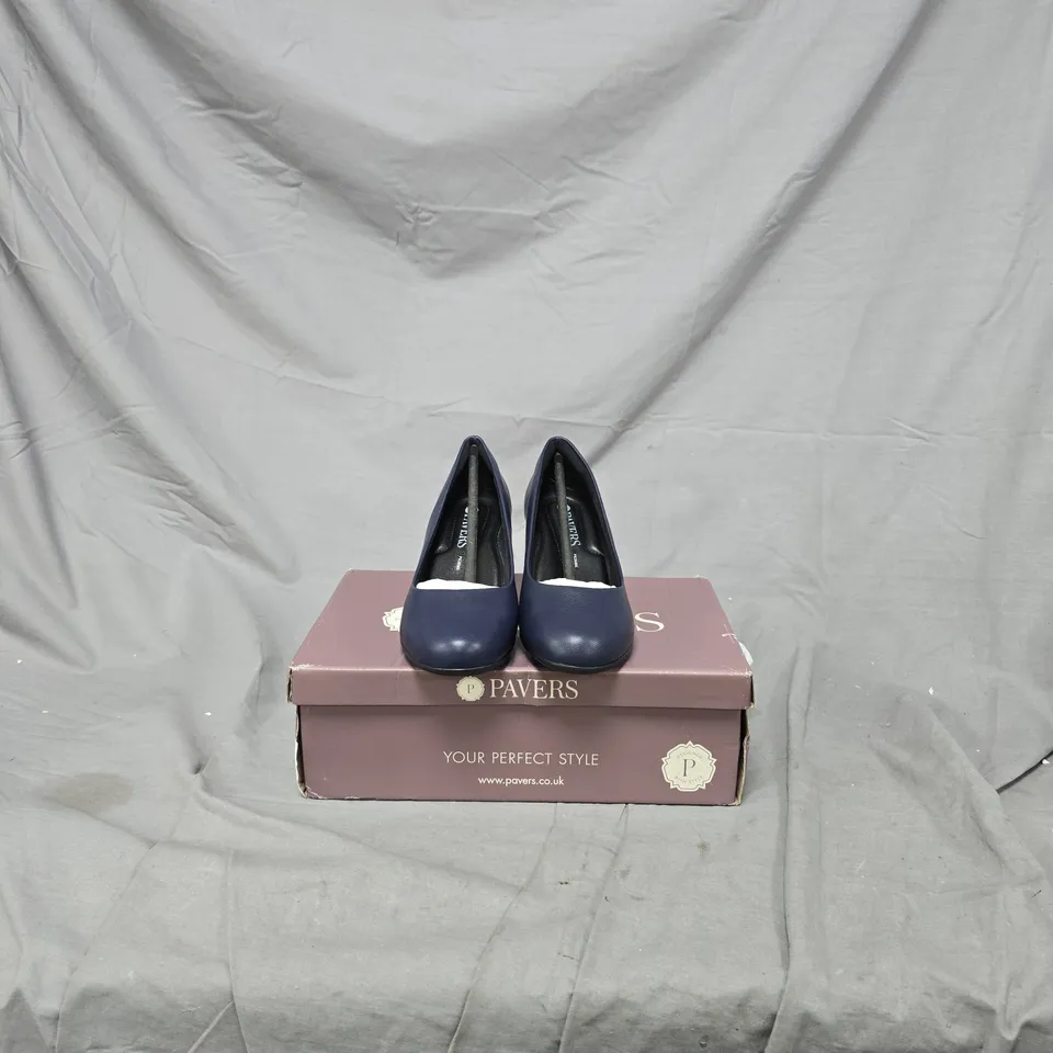 Pavers Navy Blue Leather High Heel Court Shoes – Boxed SIZE 2 