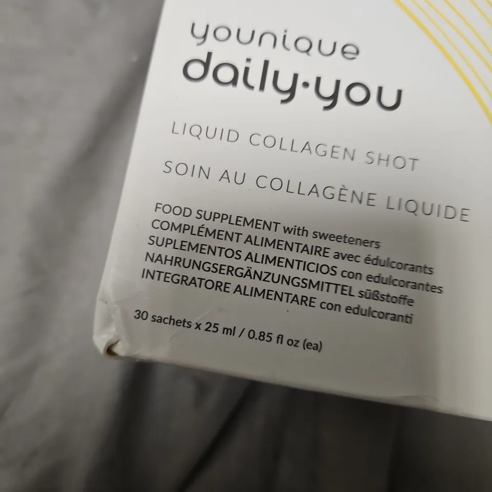 BOXED AND SEALED YOUNIQUE DAILY-YOU LIQUID COLLAGEN SHOT – 30 SACHETS X 25 ML