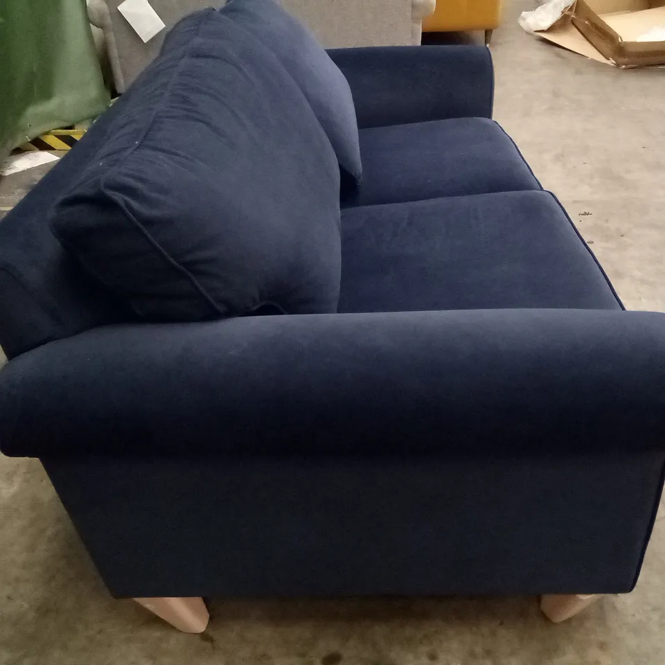 QUALITY THE LOUNGE CO DESIGNER 2.5 SEATER SOFA - DARK BLUE FABRIC 