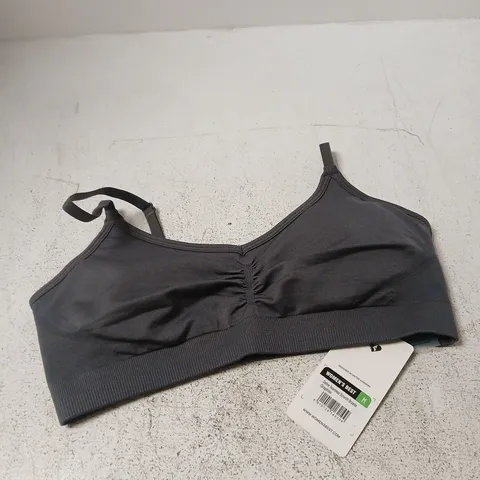 WOMEN'S BEST DEFINE SEAMLESS SCRUNCH BRALETTE GRAPHITE β UK M