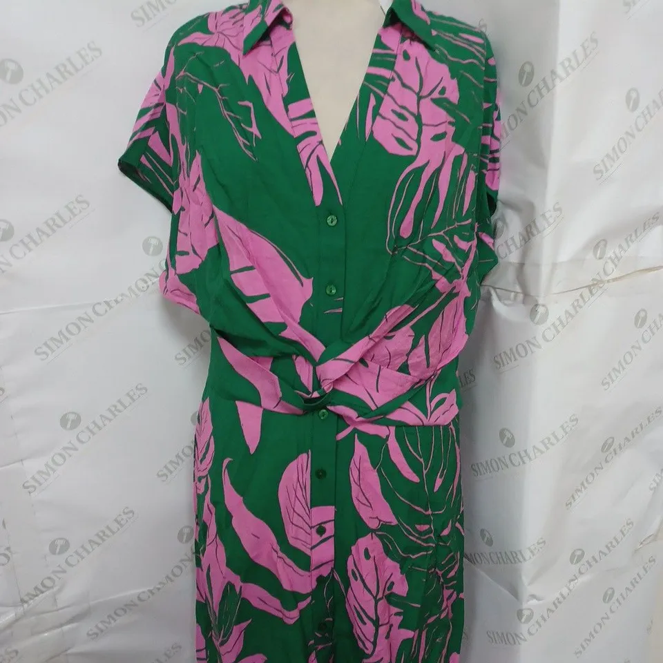 MNG SHIRT DRESS IN GREEN/PINK FLORAL SIZE L