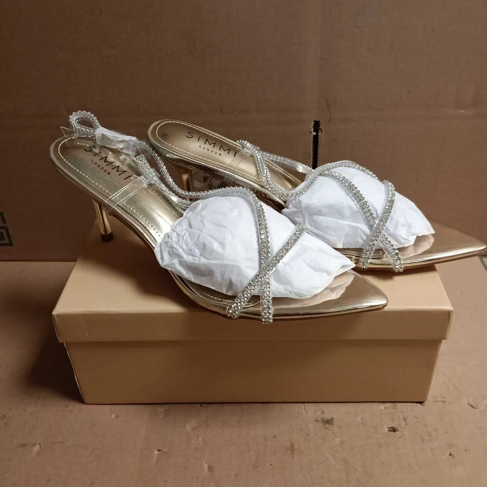 SIMMI LONDON JEREZ-7 JILL GOLD MIRROR SANDALS - UK 7 
