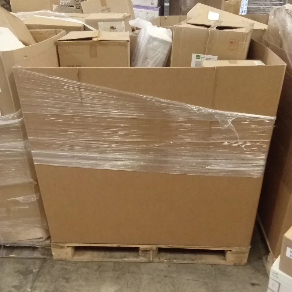 PALLET TO CONTAIN APPROXIMATELY 29 DESIGNER INDOOR LIGHTING PRODUCTS TO INCLUDE; FLOOR LAMPS, CEILING LIGHTS, WALL LIGHTS ETC