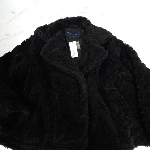 FRENCH CONNECTION BLACK LONG FLEECE JACKET - XL