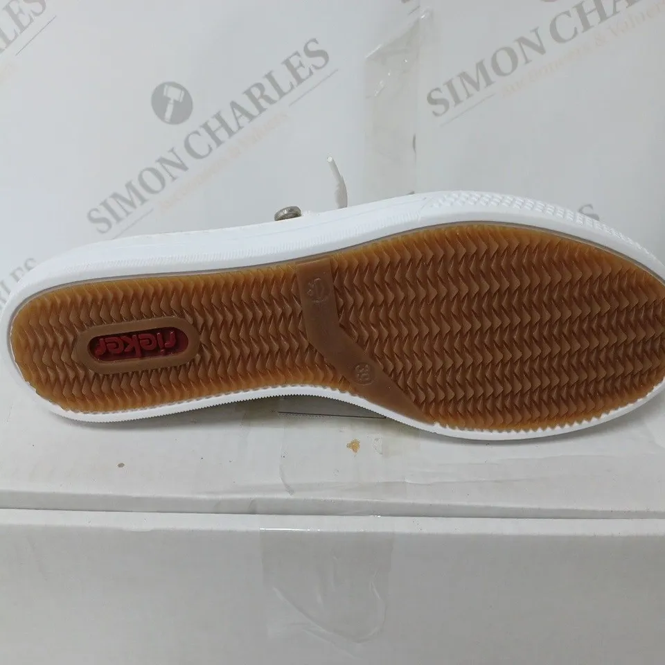 PAIR OF RIEKER SIDE ZIP 2 TRAINERS IN WHITE SIZE 6