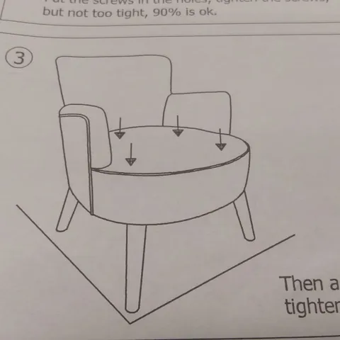 BOXED FABRIC UPHOLSTERED BLUE ARMCHAIR