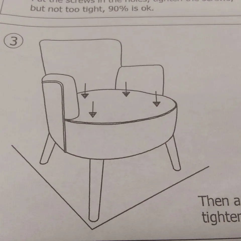 BOXED FABRIC UPHOLSTERED BLUE ARMCHAIR