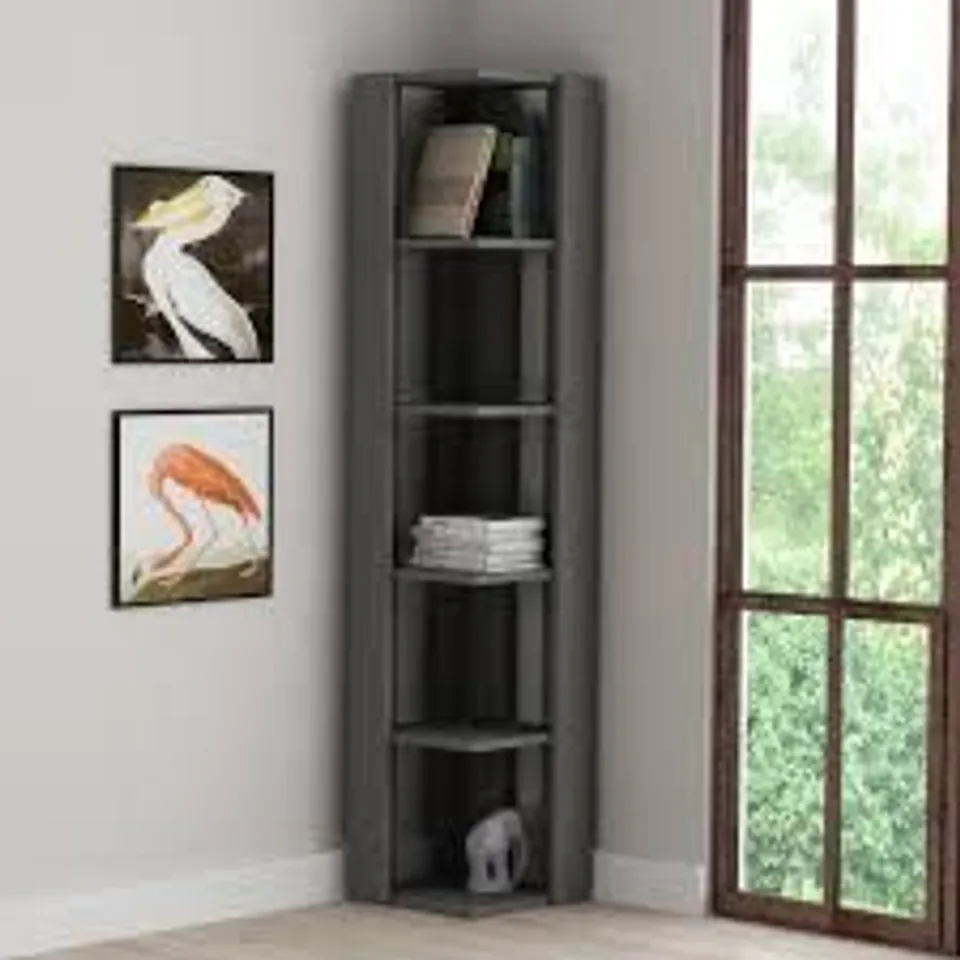 BOXED NATI MODERN CORNER BOOKCASE DISPLAY UNIT TALL 161CM