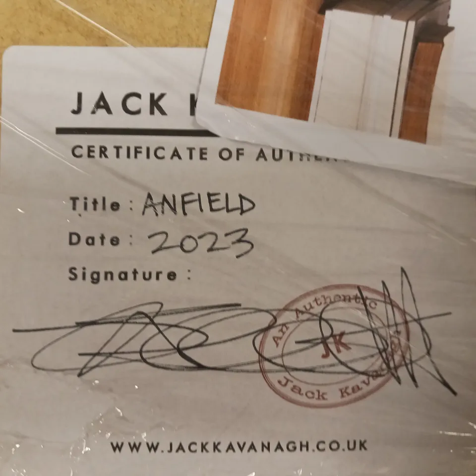 JACK KAVANAGH SIGNED, FRAMED, AND DATED ANFIELD ART PRINT