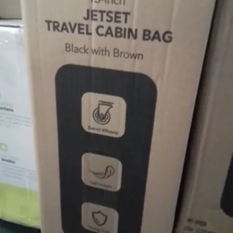 BOXED LUGG JETSET TRAVEL CABIN BAG BLACK WITH BROWN 
