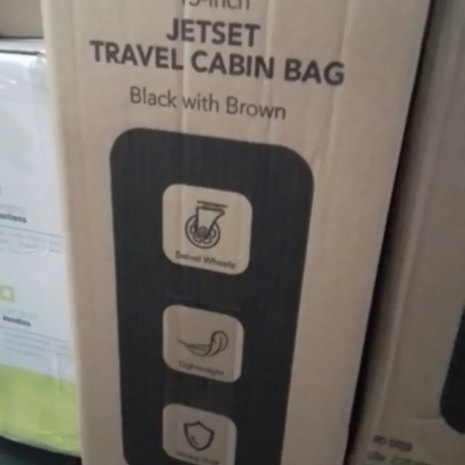 BOXED LUGG JETSET TRAVEL CABIN BAG BLACK WITH BROWN 