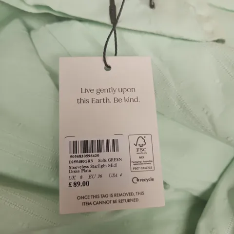 NOBODY'S CHILD SLEEVELESS MINT GREEN MIDI DRESS – UK 8 