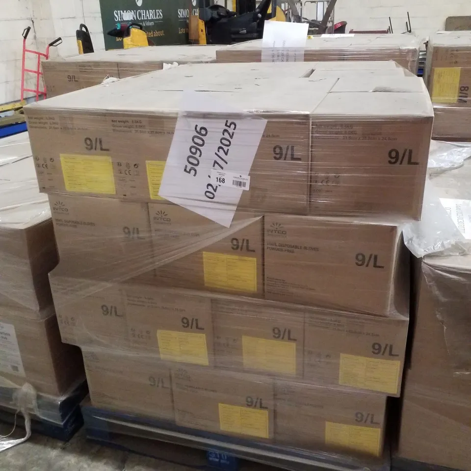 PALLET CONTAINING APPROXIMATELY 560 INTCO VINYL GLOVES 100PK LARGE