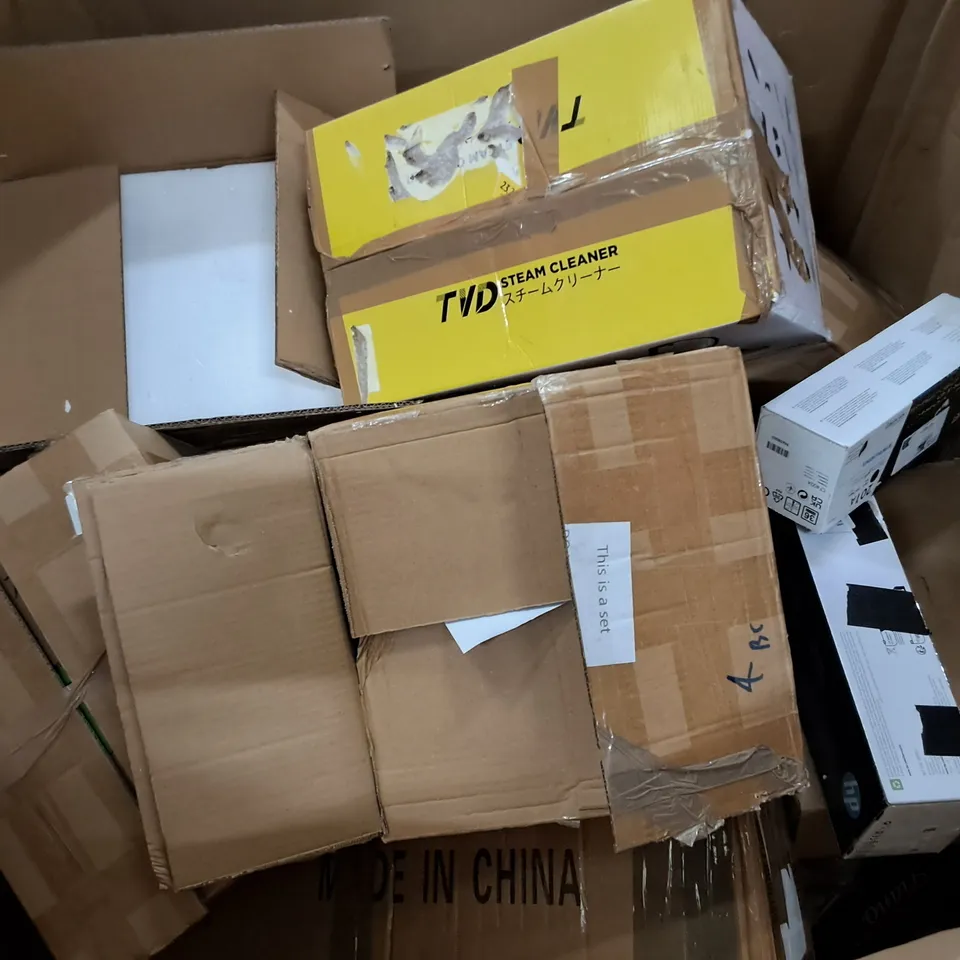 PALLET OF ASSORTED HOUSEHOLD ITEMS TO INCLUDE HANDS FREE CRUTCH, OFFICE CHAIR AND HP ENY PRINTER 
