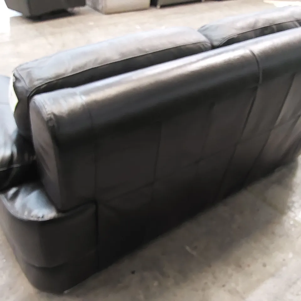 QUALITY DESIGNER 2 SEATER LEATHER SOFA - BLACK