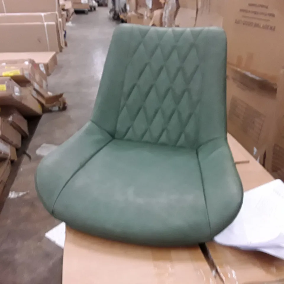 BOXED SET OF 2 FAUX LEATHER DINNING CHAIRS - GREEN (1 BOX)