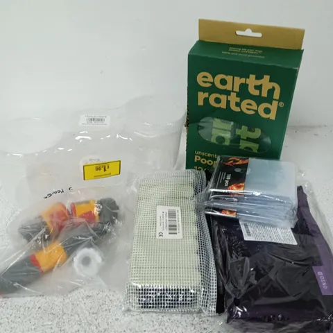 APPROXIMATELY 12 ASSORTED HOUSEHOLD ITEMS TO INCLUDE EARTH RATED POOP BAGS, CARD HOLDERS, STORAGE TUBS, ETC