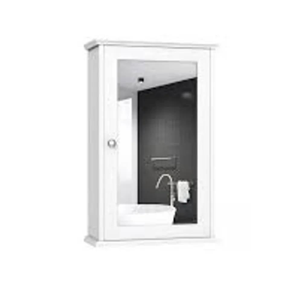 BOXED COSTWAY BATHROOM MEDICINE CABINET WITH MIRROR AND ADJUSTABLE - WHITE