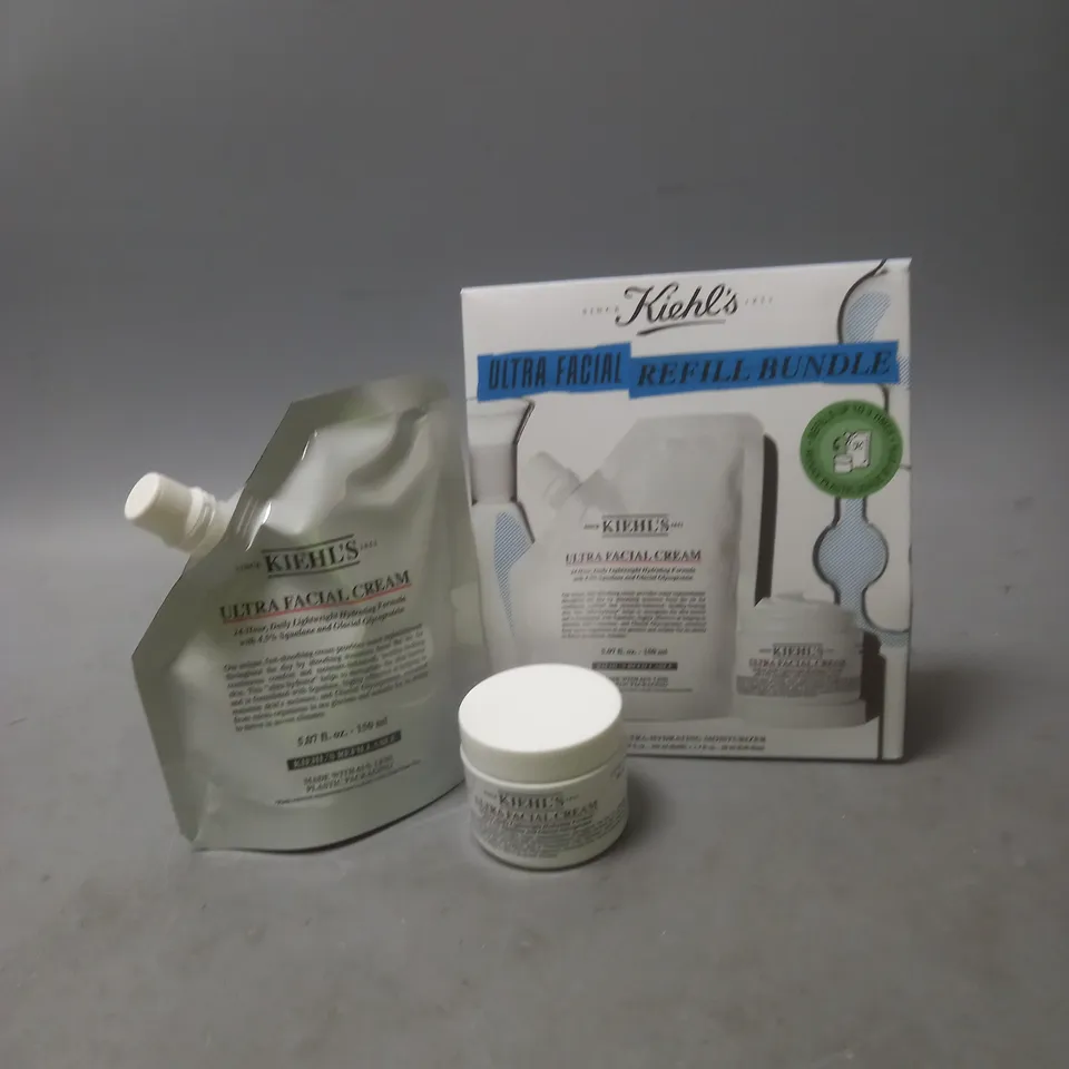 KIEHL'S ULTRA FACIAL REFILL BUNDLE 150ML REFILL POUCH AND 50ML POT OF CREAM