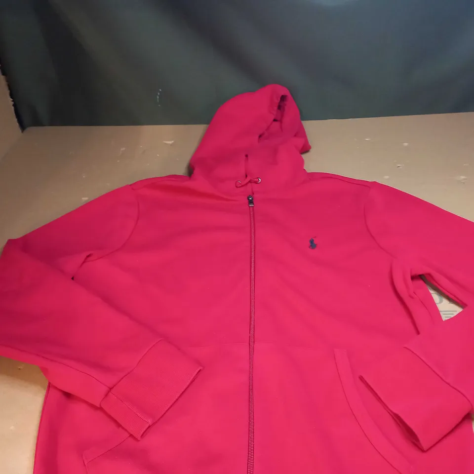 POLO RALPH LAUREN ZIPPED HOODED JACKET IN RED SIZE M
