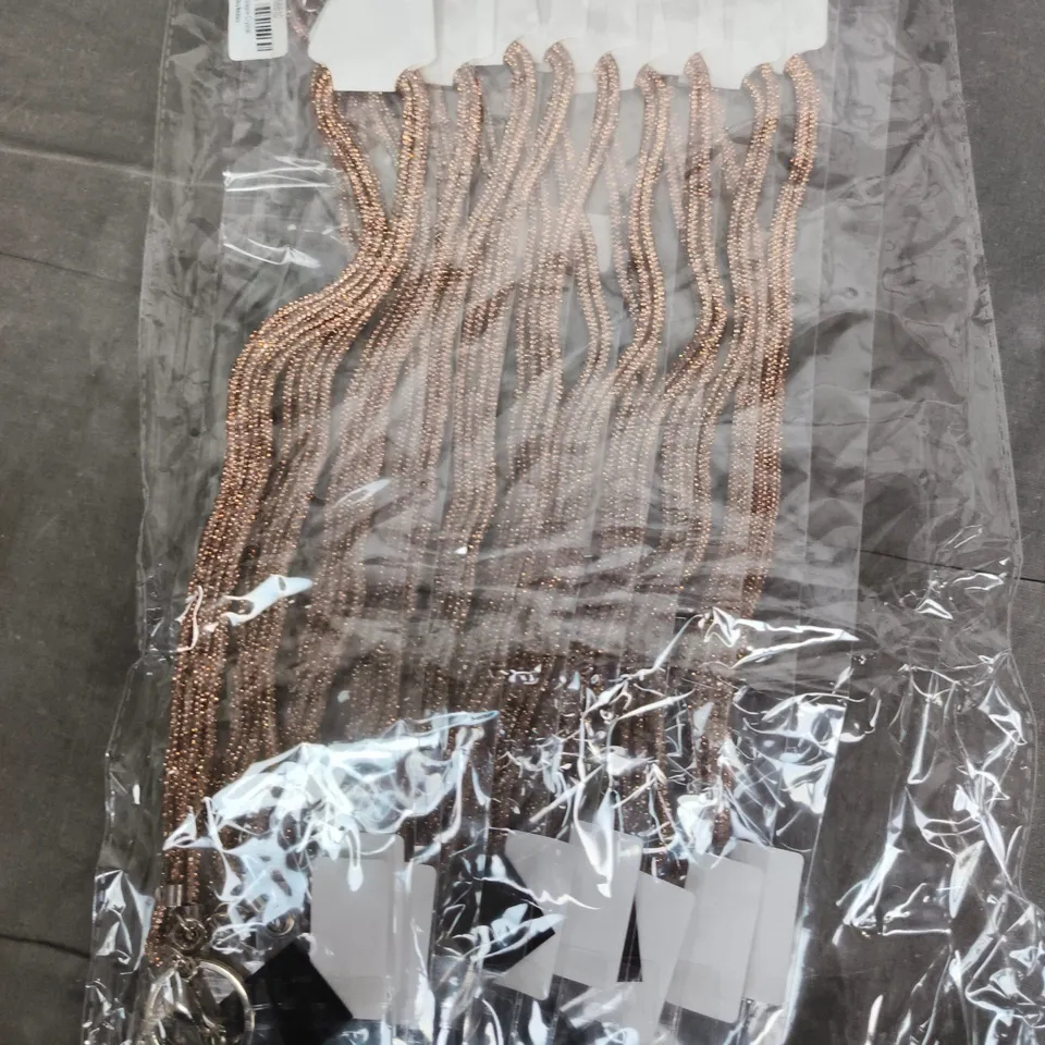 APPROXIMATELY 10 CHAMPAGNE CRYSTAL ALLOY NECKLACES 