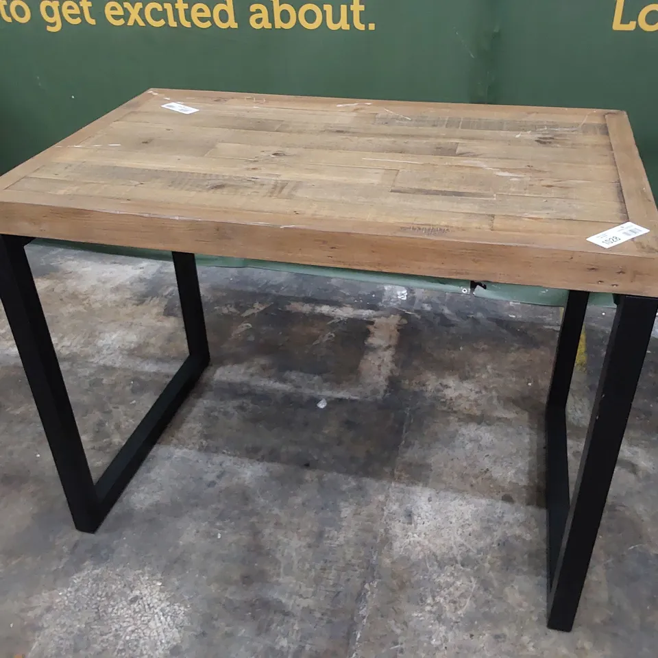DESIGNER NATURAL WOOD METAL FRAMED HIGH BAR TABLE