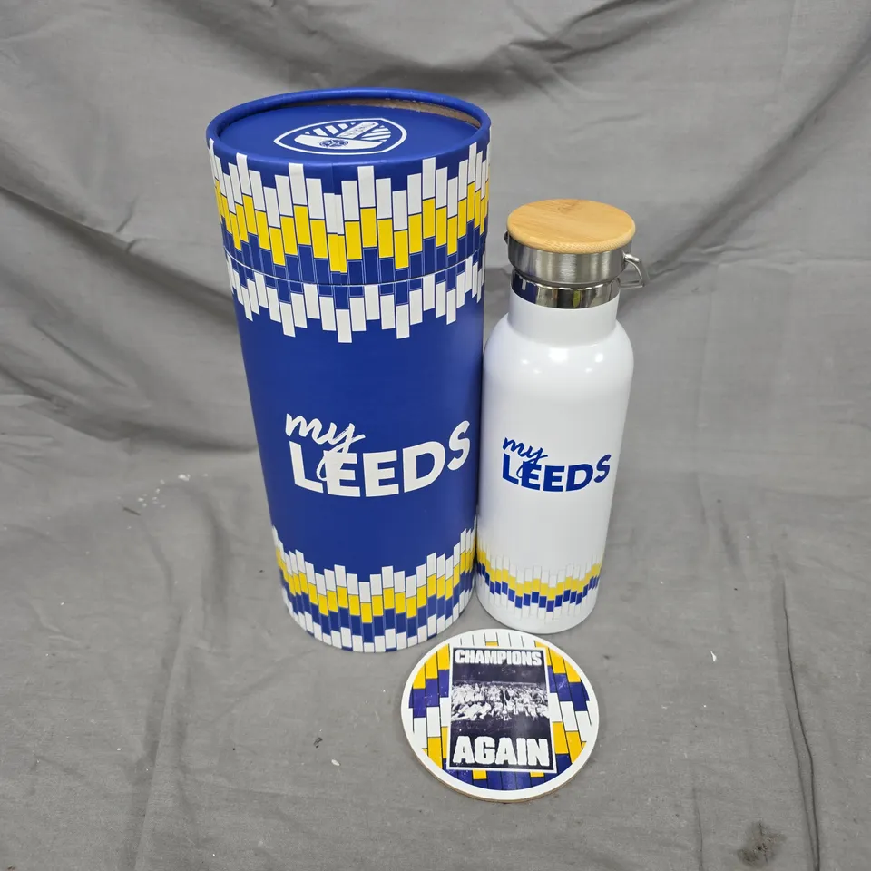 BOXED MYLEEDS BOTTLE WITH COASTER