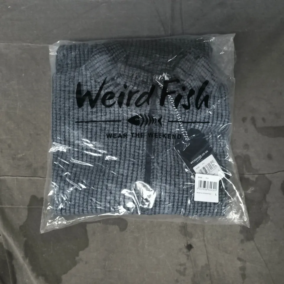 WEIRD FISH ECO 1/4 ZIP GRID FLEECE IN NAVY SIZE LARGE